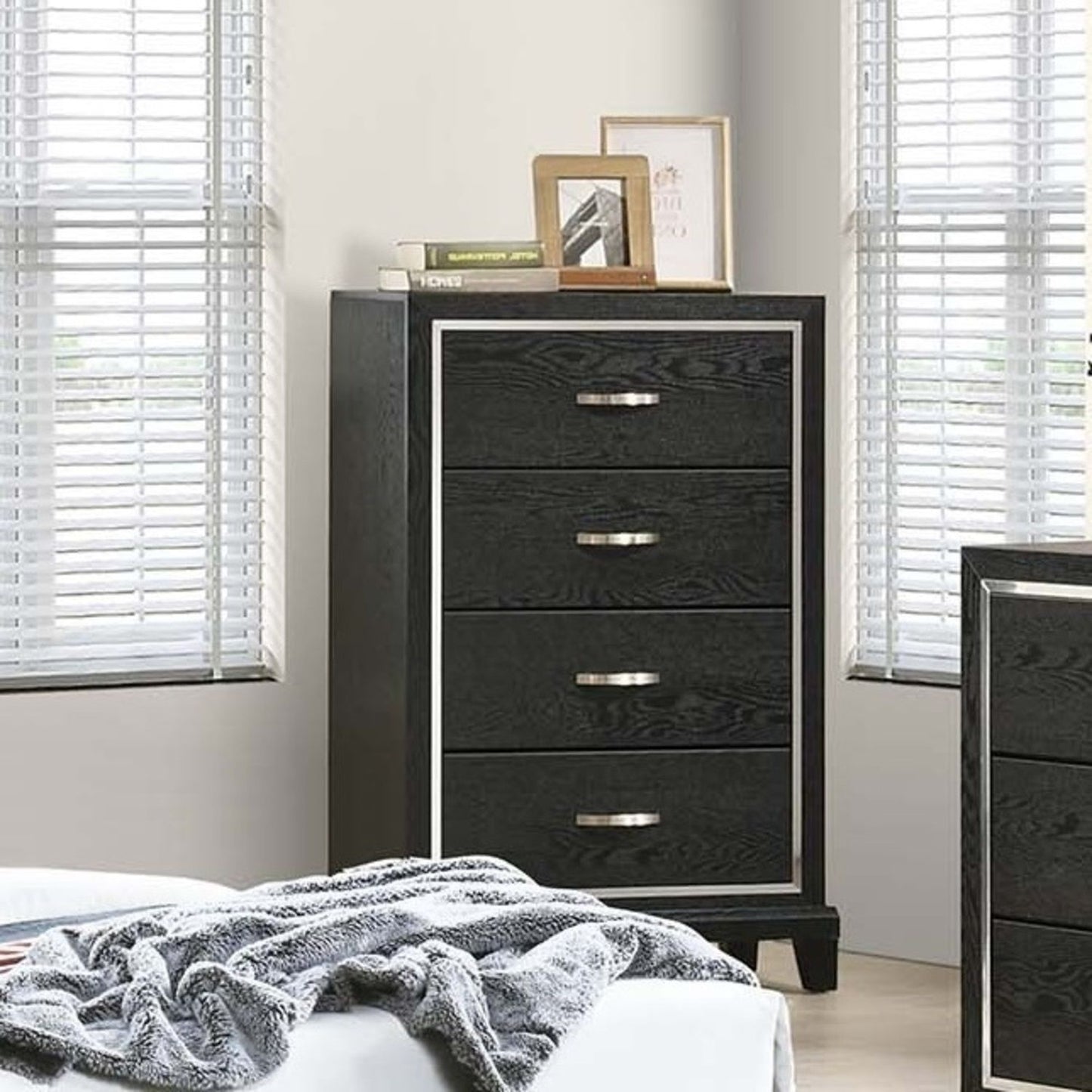 1 Piece Chest Tapered Legs Bedroom Furniture - Black