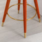 Miple - Set of 2 - 28" Orange Velvet Swivel Counter Height Bar Stools with Backrest, Footrest, and Solid Wood Legs, Retro Style