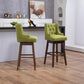 Everton - Set of 2 - 29" Olive Linen Swivel Counter Height Bar Stools with Solid Wood Frame, High Back, and 360° Rotation for Kitchen & Dining Room