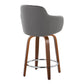 Glinterra  - Set of 2 - 24" Contemporary Swivel Counter Stools in Walnut Wood & Grey Faux Leather with Chrome Footrest