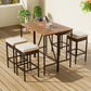 Outdoor Acacia Wood Bar Height Table And Eight Stools With Cushions