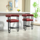 Lian - Set of 1- 24" Wine Red PU Modern Bar Stool with Ergonomic Backrest and Black Metal Frame