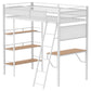 William - 3 Shelf Workstation Loft Bed With Built-In Desk And Storage
