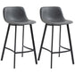 Heber - Set of 2 - 27.25" Gray Upholstered Armless Counter Height Bar Stools with Back, Steel Legs, and Adjustable Feet