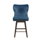 Sovelle - Set of 2 - 26" Dark Blue Wingback Upholstered Swivel Counter Stools with Nailhead Accent and Solid Wood Legs