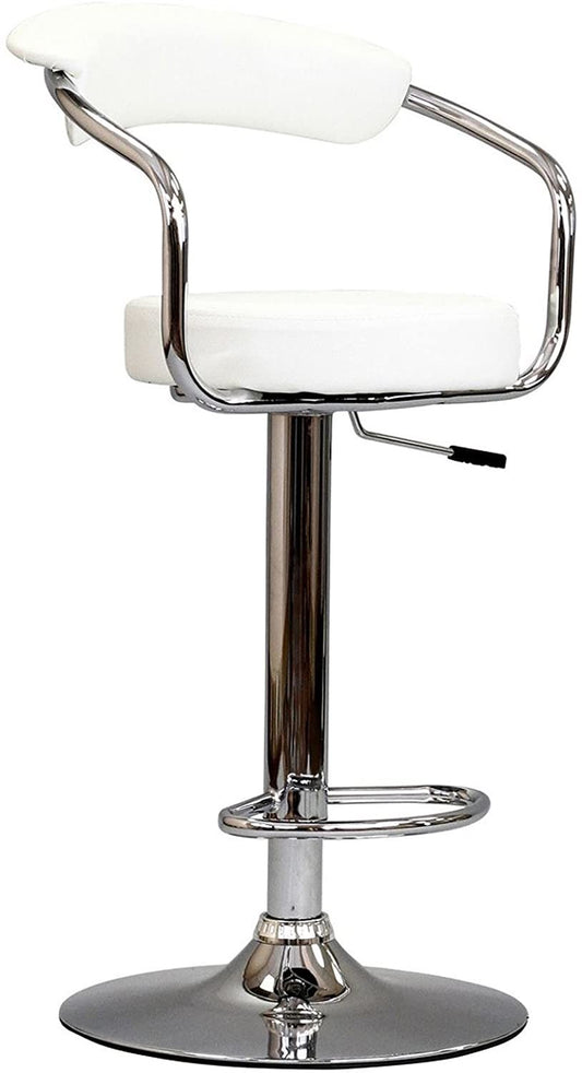 Sonya - Set of 2 - 34-40" White Adjustable Swivel Bar Stools with Cushioned Seats