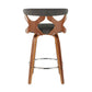 Vexora - Set of 2 - 26" Walnut Counter Stools with Charcoal Fabric Seat, Swivel, Lattice Back, and 250 lbs Capacity