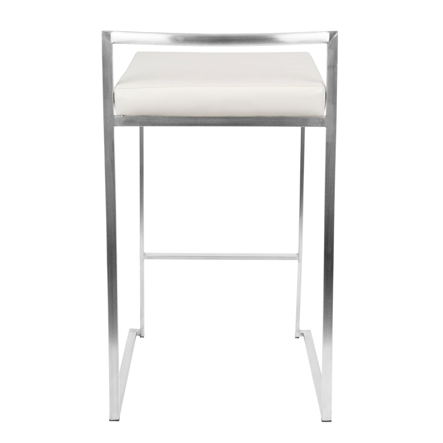 Linda - Set of 2 - 26" Contemporary Stackable Counter Stools in White Faux Leather - 16" W x 17.5" D x 31" H