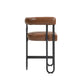 Harland - Set of 2 - 30" Light Brown Upholstered PU Bar Stools with Black Metal Frame and Modern Curved Backrest