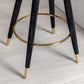 Lathenor - Set of 2 - 26" Black Velvet Counter Height Bar Stools with Solid Wood Legs, Fixed Height, and 360° Swivel for Kitchen or Bar Seating