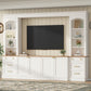 Arched Entertainment Center Wall Unit With Bookshelf, Retro Large TV Stand