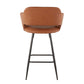 Marga - Set of 2 - 37- Brown Faux Leather Counter Stools with Black Metal Legs