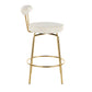 Remington - Set of 2 - 33.75" Gold Metal Counter Stools with Cream Velvet Upholstery