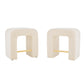 Abriana - Set of 2 - 24" Cream Modern Bouclé Bar Stools with Inverted U-Shaped Design, Wooden Frame, and Plush Upholstery