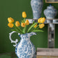 Round Table With Elegant Foral Design And Mirrored