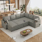 U-Shaped Sectional Sleeper Sofa With Ample Storage Space, 2 Cup Holders And Charging Ports For Living Room