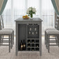 Tymorath - Set of 5 - 26" Gray Counter Height Dining Set with Solid Wood Table, Padded Chairs, Integrated Wine Storage, and Glass Holders - 35.4" Height