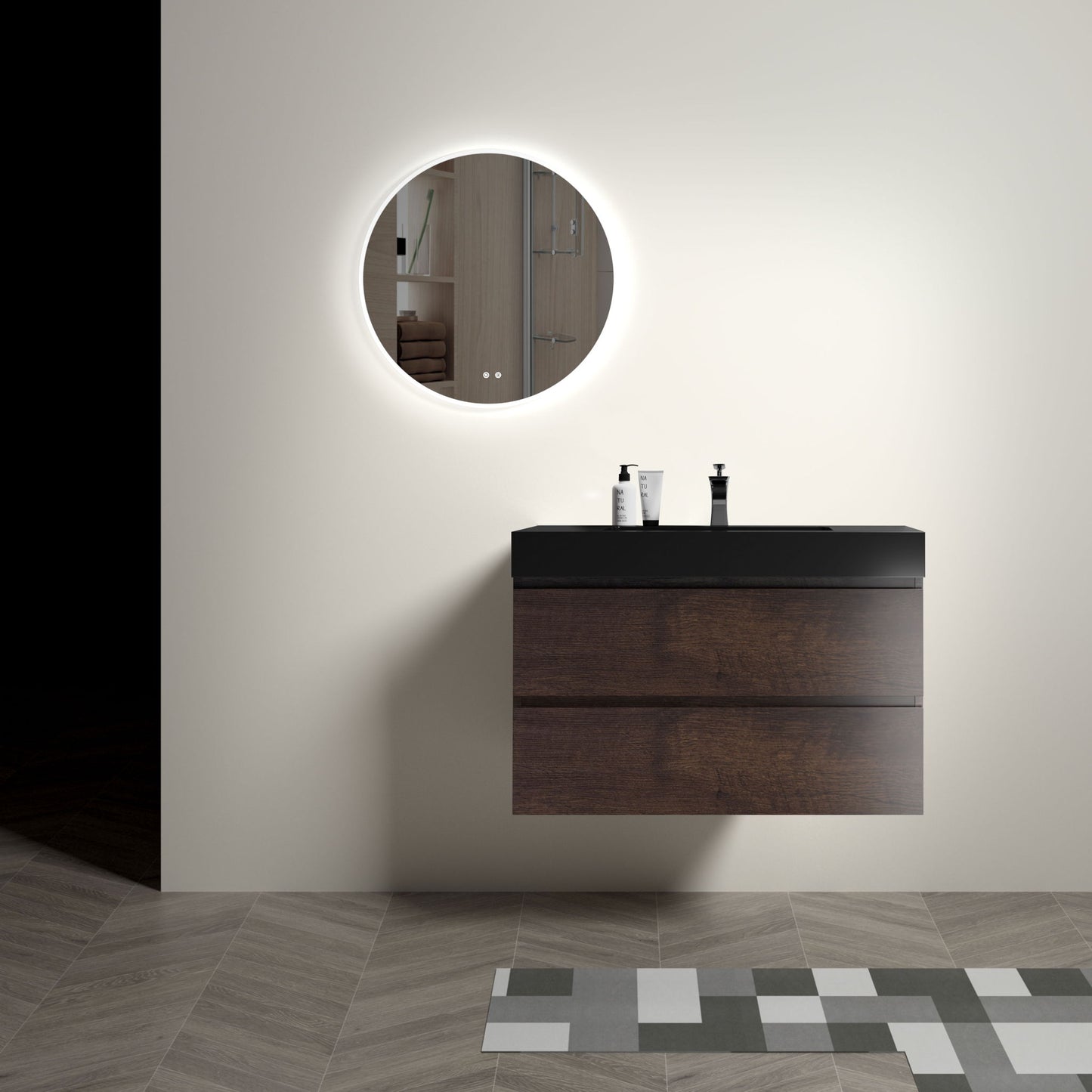 Alice - Bathroom Vanity Wall Mounted With Sink, Large Storage