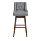 Haleigh - Set of 2 - 26" Gray Linen Swivel Bar Stools with Solid Wood Legs and High Back