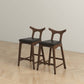 Hester - Set of 2 - 28" Black Solid Wood Upholstered Square Bar Chairs