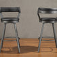 Caspian - Set of 2 - 28" Black Faux Leather Swivel Bar Stools with High Back