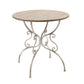 Round Wooden Table With Metal Scrollwork Legs - White Washed