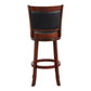 Elysium - Set of 1 - 30" Swivel Pub Height Chair, Dark Cherry Finish Faux Leather Upholstery, Solid Wood, 250lbs Capacity