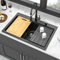 Granite Composite Quartz Kitchen Sink With Workstation Features And Drop In Design