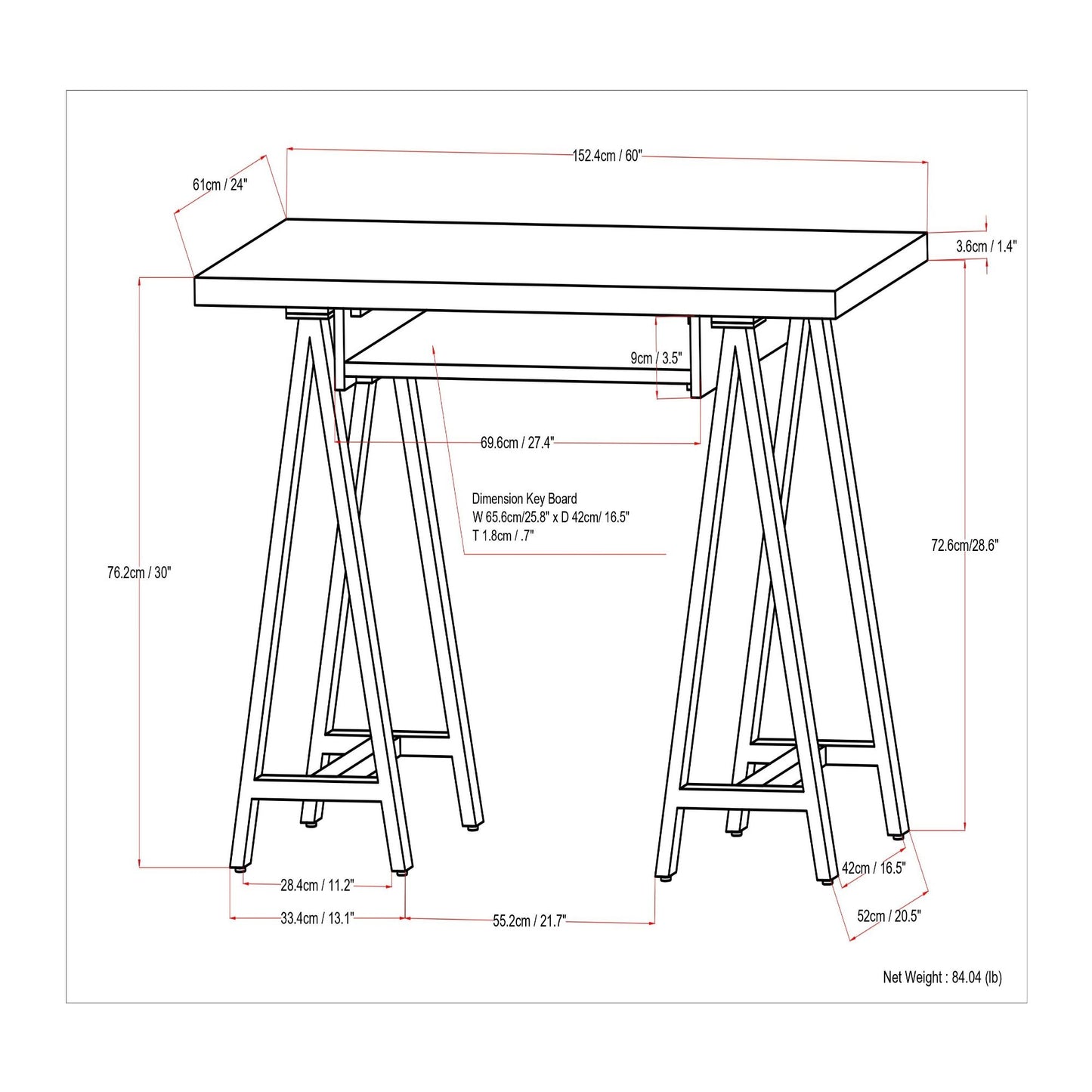 Sawhorse - Handcrafted Solid Desk