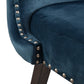 Sovelle - Set of 2 - 26" Dark Blue Wingback Upholstered Swivel Counter Stools with Nailhead Accent and Solid Wood Legs