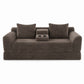 Soft Striped Convertible Sofa Bed, Dual Use Lounge Couch With Cup Holders And Pillows