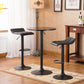 Halvore - Set of 2 - 26" Black Swivel Adjustable Height Bar Stools & Round Bar Table - Modern Faux Leather & Metal Dining Set