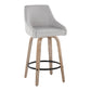 Hivemind - Set of 2 - 26" Cream Upholstered Swivel Counter Stools with Whitewashed Wood Legs and Black Footrest