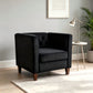Button Tufted Accent Chair, Square Arms