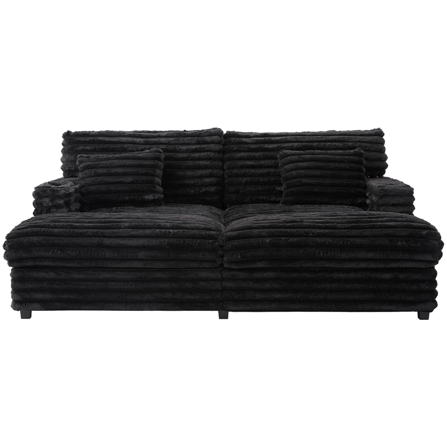 Oversized Double Chaise Lounge Sofa With USB Ports And Cup Holders