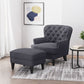 Enchante, Living Room Set With Tufted Back Club Chair And Ottoman - Gray