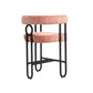 Adelina - Set of 2 - 24" Pink Chenille Bar Stools with Modern Curved Backrest and Black Metal Frame for Kitchen Island, Pub, or Dining Room