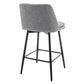 Vectoria 26" - Set of 2 - Light Grey Upholstered Swivel Counter Height Bar Stools with Metal Legs, 360° Swivel, and High Back, 25.6" Seat Height