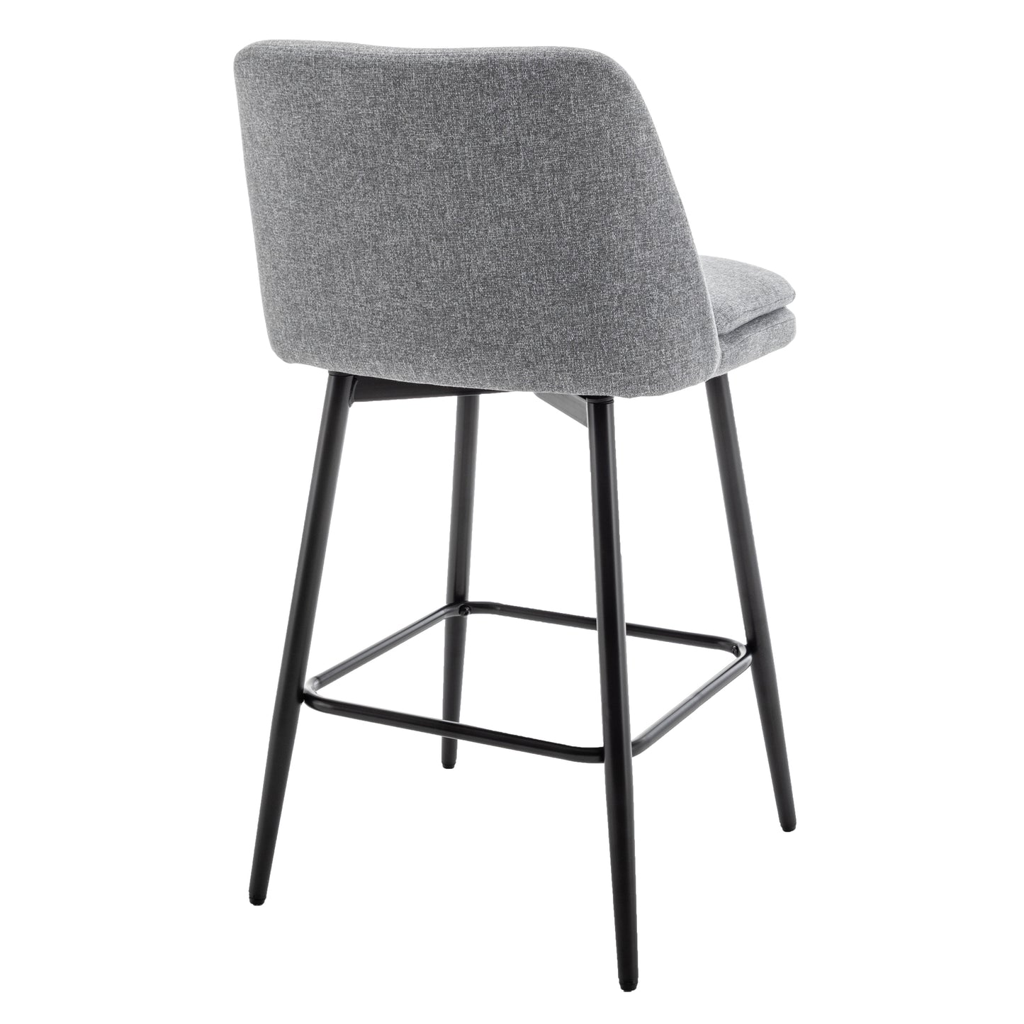 Vectoria 26" - Set of 2 - Light Grey Upholstered Swivel Counter Height Bar Stools with Metal Legs, 360° Swivel, and High Back, 25.6" Seat Height