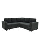 Upholstered L - Shape Sectional Sofa Bed With Pull Out Sleeper And Storage
