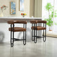 Harland - Set of 2 - 30" Light Brown Upholstered PU Bar Stools with Black Metal Frame and Modern Curved Backrest