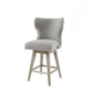 Esmare - Set of 2 -  26" - Light Grey Wingback Upholstered Swivel Counter Stools with Button-Tufted Back,