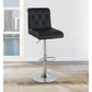 Luent – Set of 2 – 24" Adjustable Black Bar Stools with Tufted Back, Gas Lift, Chrome Base, and Faux Leather Upholstery