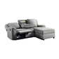 Destiny - Linen Sectional Sofa With Dropdown Table - Gray