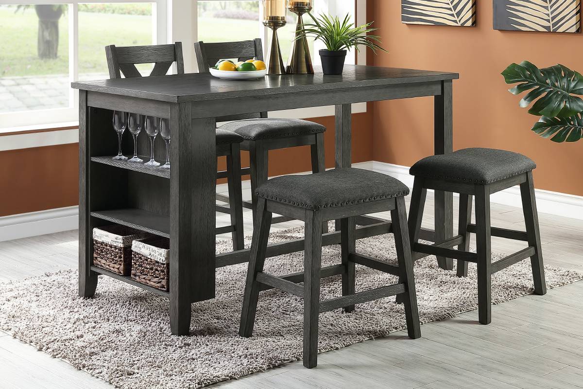 Briarcrest - Set of 2 - 26" Gray Wood Counter Height Bar Stools with High Back and Foam Cushion