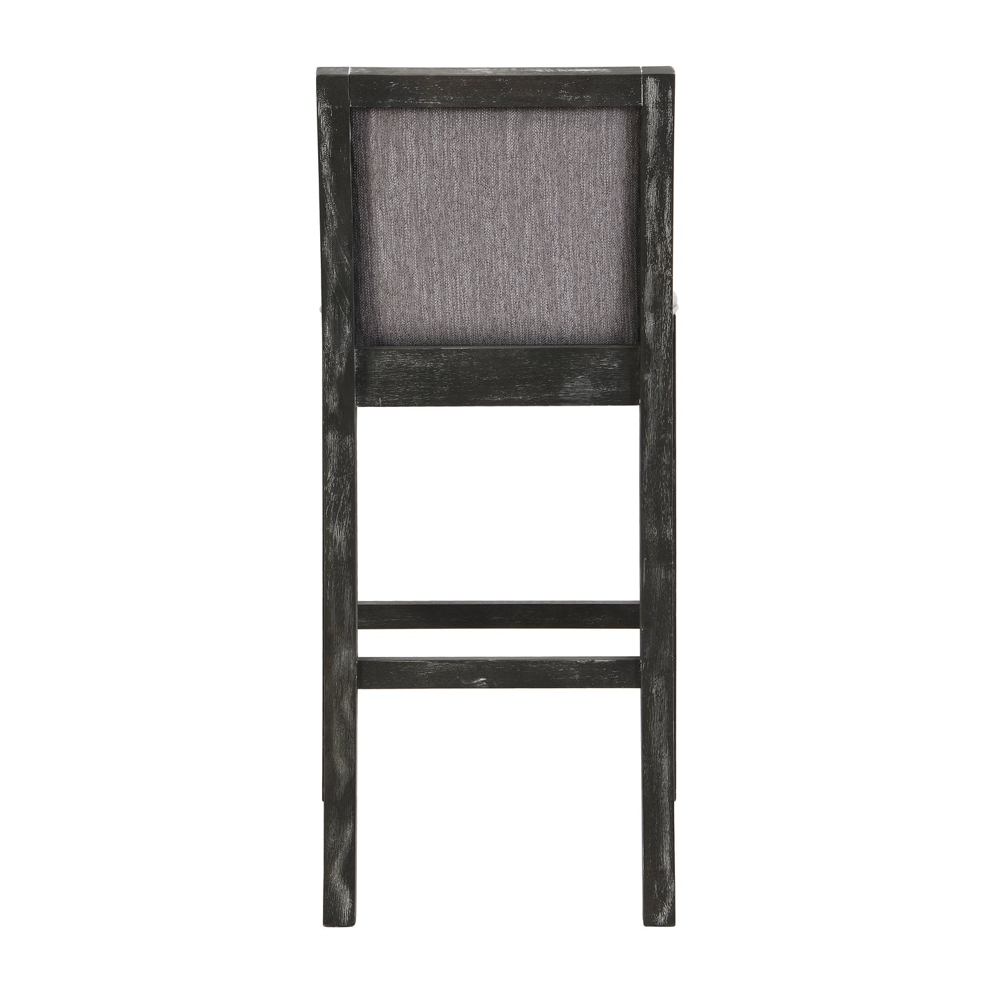 Selina Set of 2 - 30" Retro Bar Stools with Grey Upholstered Seat, Black Rubberwood Frame, and Sponge Cushion - Perfect for Kitchen, Dining Room, or Bedroom