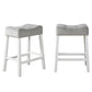 Morovo - Set of 2 - 27" Gray Velvet Saddle Counter Stools with White-Wash Wood