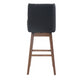 Helvion - Set of 2 - 29.92" Black Linen Swivel Counter Height Bar Stools with Solid Wood Legs and High Back