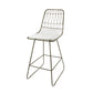 Marcel - Set of 2 - 24" Beige Iron Counter Stools with Water-Resistant Cushions & Geometric Design