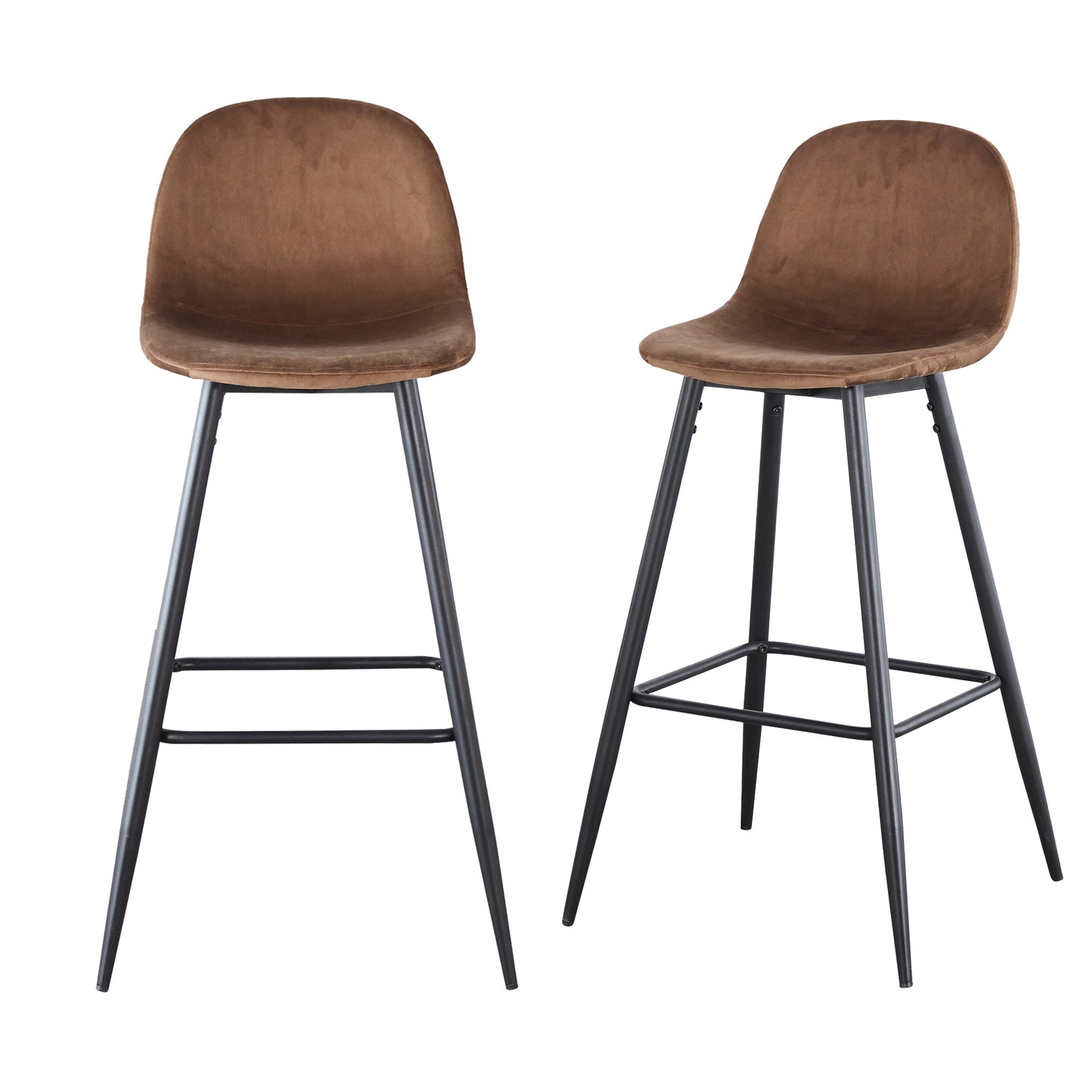 Narellan - Set of 2 - 30" Novara Velvet Bar Stools with Back & Footrest, Sturdy Metal Legs, Easy Assembly for Kitchen & Island